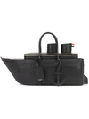 THOM BROWNE CRUISE LINER BAG IN BLACK PEBBLE GRAIN,MAG057A0019811791488