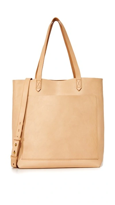 Madewell Medium Leather Transport Tote - Green In Linen