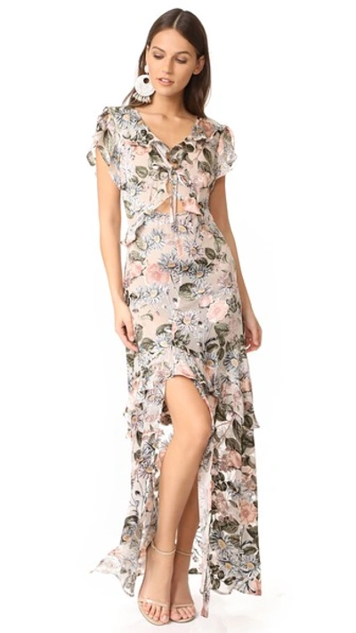 For Love & Lemons Luciana Maxi Dress In Ivory Floral | ModeSens