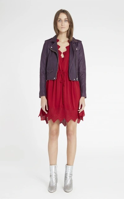 Iro Ashville Leather Jacket In Plum