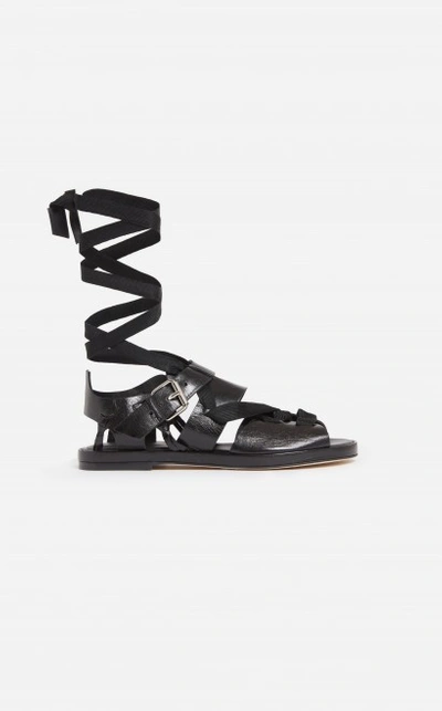 Shop Iro Benila Shoes In Black Glazed Leather