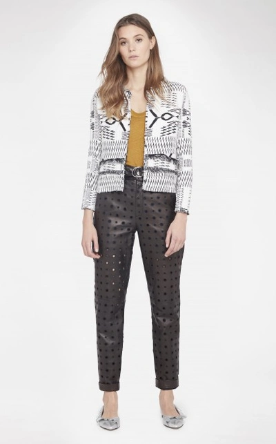 Iro Kerr Open-front Fringe Ikat Jacket, White/black In White&black