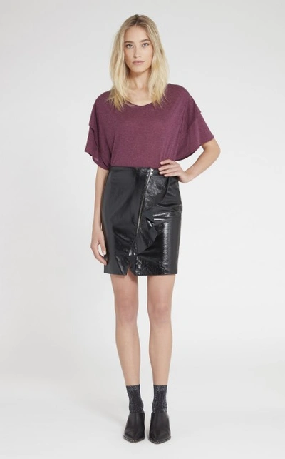 Shop Iro Tehan Leather Skirt In Black