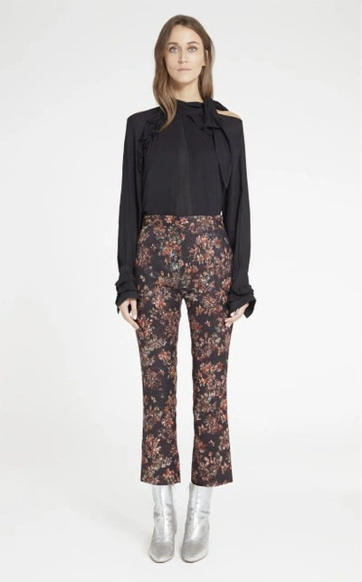Iro Woman Cropped Floral-jacquard Flared Pants Black