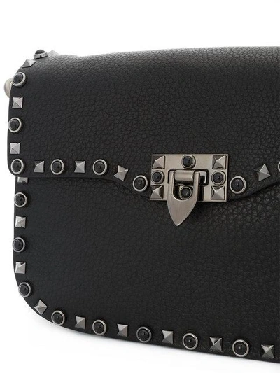 Shop Valentino Garavani Rockstud Rolling Noir Shoulder Bag In Black
