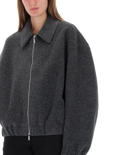 Helmut Lang Wool-blend Bomber Jacket In Gray