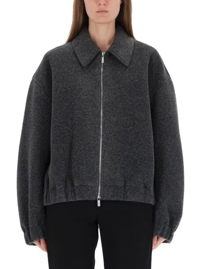 Helmut Lang Wool-blend Bomber Jacket In Gray