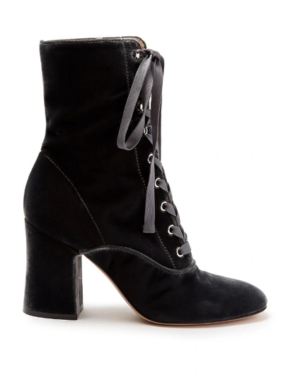 Gianvito Rossi Lace-up Velvet Ankle Boots In Additional Details Will Be Added When The Item Arrives In Stock