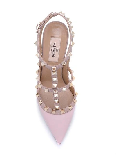 Valentino Garavani Strappy Pointed Toe Studded Pumps In Pink