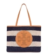 TORY BURCH PERFORATED-LOGO STRAW TOTE,37572
