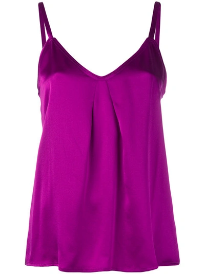 Vince Silk Pleat Cami In Purple. In Magenta