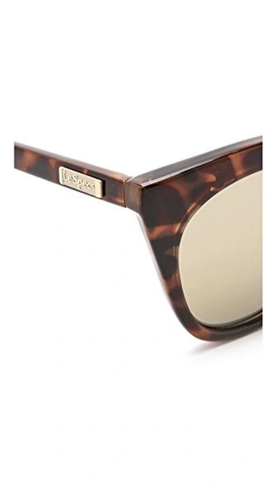 Shop Le Specs Half Moon Magic Sunglasses In Milky Tort/gold Revo Mirror