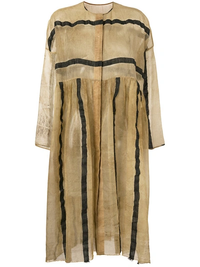 Uma Wang Striped Sheer Collarless Coat