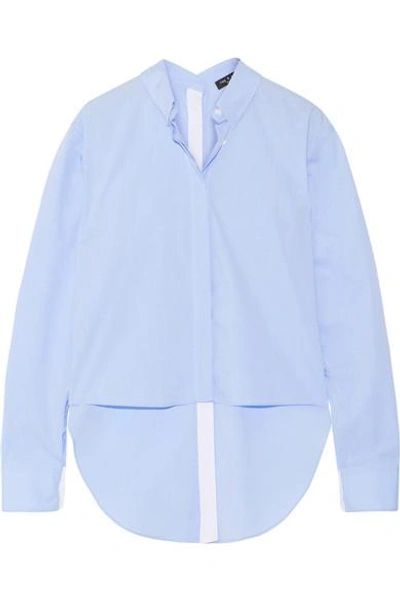 Shop Rag & Bone Calder Asymmetric Cotton-poplin Shirt In Sky Blue