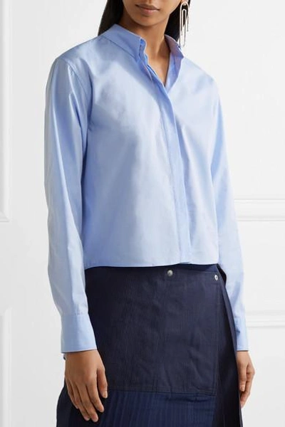 Shop Rag & Bone Calder Asymmetric Cotton-poplin Shirt In Sky Blue