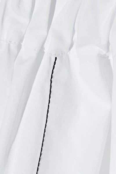 Shop Jw Anderson Asymmetric Embroidered Cotton-poplin Midi Dress