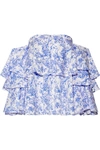 CAROLINE CONSTAS Carmen off-the-shoulder printed cotton-blend toile top