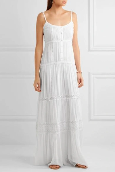 Shop Melissa Odabash Mollie Lace-trimmed Voile Maxi Dress In White