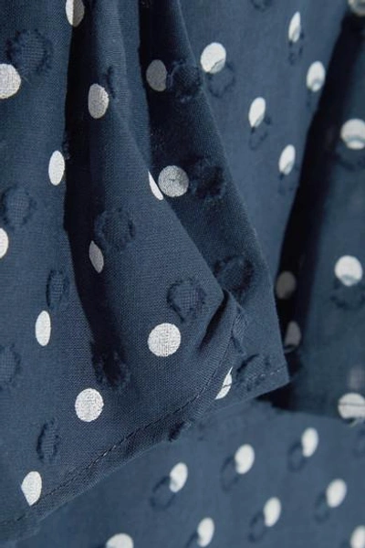 Shop Jcrew Cold-shoulder Polka-dot Fil Coupé Cotton Top In Blue
