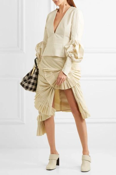 Shop Jacquemus Pleated Canvas Skirt