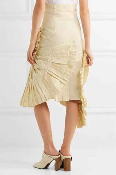 Shop Jacquemus Pleated Canvas Skirt