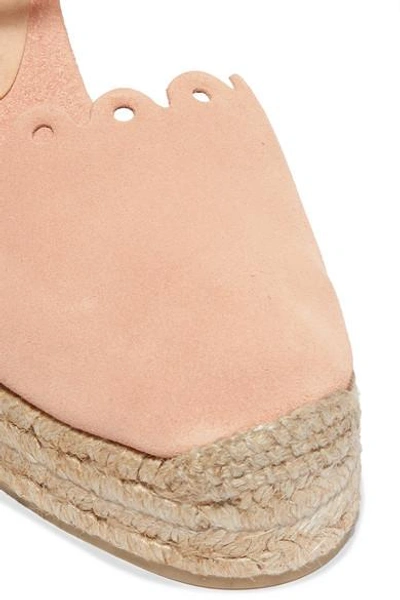 Shop Castaã±er Caterina Scalloped Cutout Suede Wedge Espadrilles