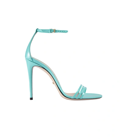 Shop Gucci Turquoise Patent Leather Sandal