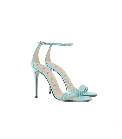 Shop Gucci Turquoise Patent Leather Sandal