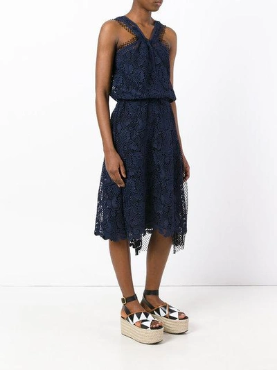 Shop N°21 Lace And Net Sleeveless Dress In Blue