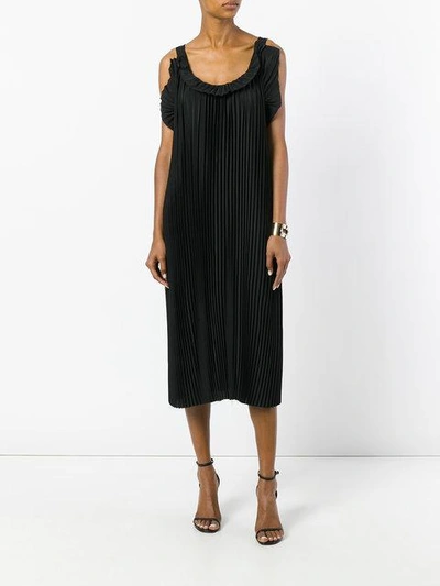 Shop Maison Margiela Pleated Sleeveless Dress - Black