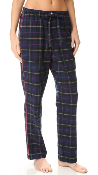 Sleepy Jones Flannel Plaid Marina Pyjama Trousers In Navy