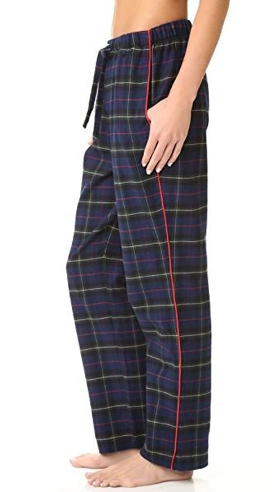 Shop Sleepy Jones Flannel Plaid Marina Pajama Pants In Navy