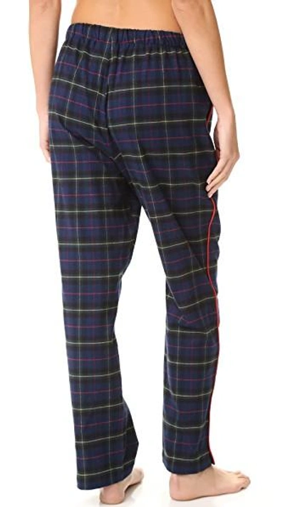 Shop Sleepy Jones Flannel Plaid Marina Pajama Pants In Navy
