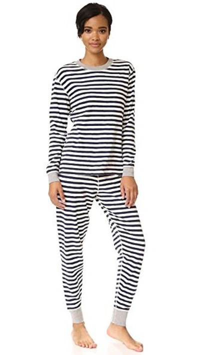 Shop Sleepy Jones Helen Pajama Pants In Navy