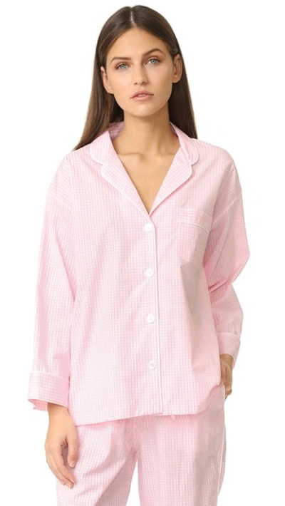 Sleepy Jones Small Gingham Marina Pajama Shirt In 粉色