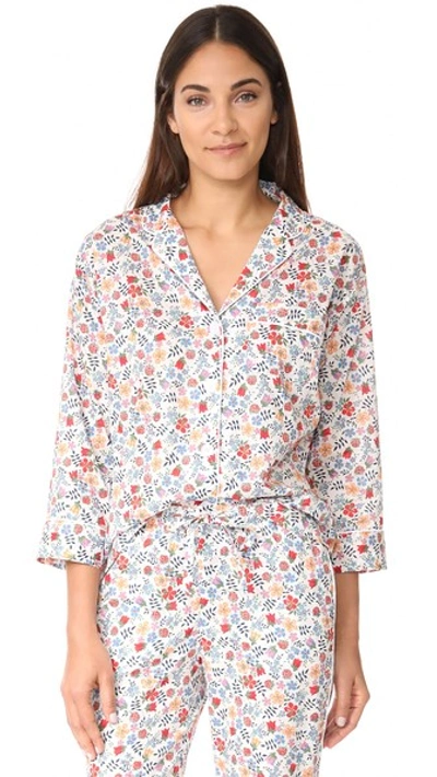 Sleepy Jones Liberty Edenham Floral Marina Pajama Shirt In White