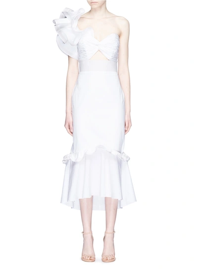 Johanna Ortiz 'maloka' One-shoulder Ruffled Cotton Mermaid Dress