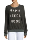 WILDFOX Mama Needs Rosé Long Sleeve Pullover,0400094372819