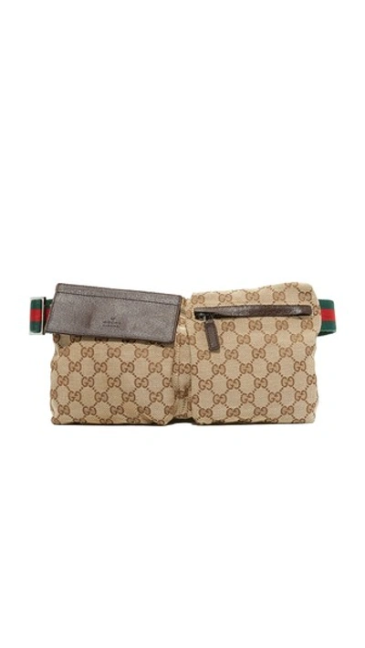 What Goes Around Comes Around Gucci Canvas Waist Pouch (previously Owned) In Brown