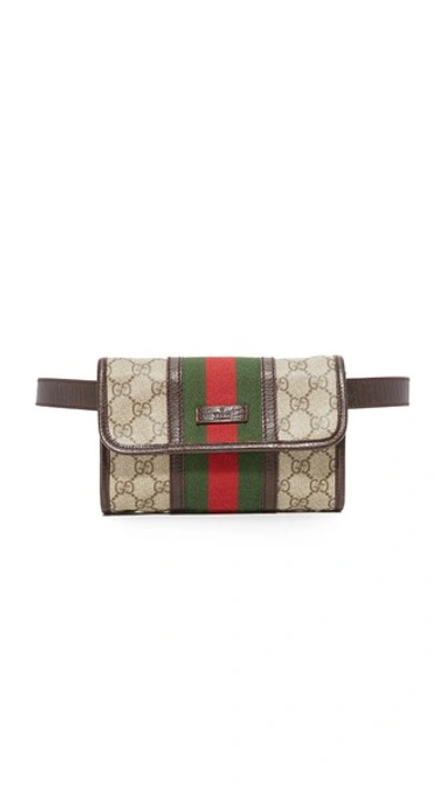 What Goes Around Comes Around Gucci Canvas Waist Pouch (previously Owned) In Brown