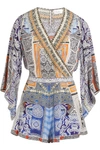 CAMILLA CHINESE WHISPERS EMBELLISHED PRINTED SILK CREPE DE CHINE PLAYSUIT