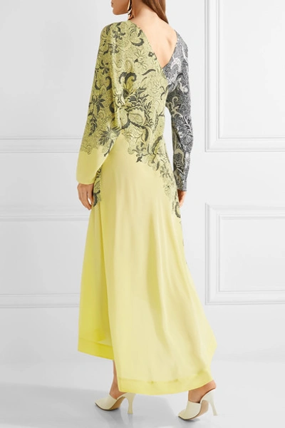 Shop Diane Von Furstenberg Printed Silk Crepe De Chine Wrap Dress In Pastel Yellow