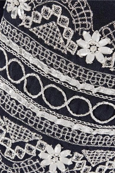 Shop Oscar De La Renta Asymmetric Embroidered Silk Gown