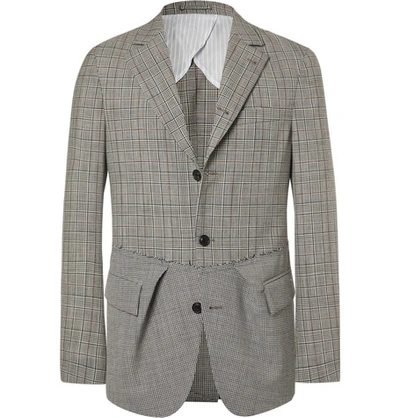 Wooster + Lardini Black Slim-fit Prince Of Wales Checked And Puppytooth Wool Blazer