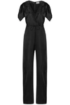 MAIYET Wrap-effect organza-trimmed silk-satin jumpsuit