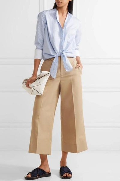 Shop Helmut Lang Cropped Cotton Wide-leg Pants