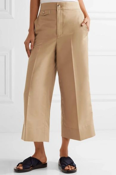Shop Helmut Lang Cropped Cotton Wide-leg Pants