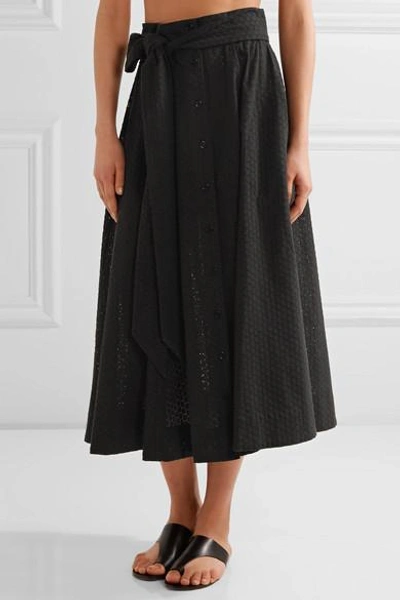 Shop Lisa Marie Fernandez Broderie Anglaise Cotton Midi Skirt