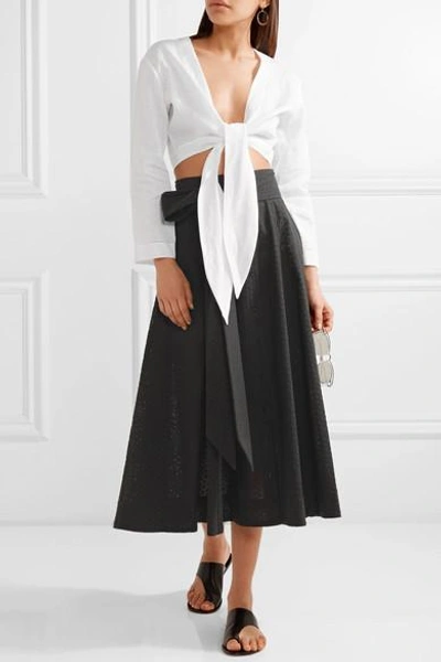 Shop Lisa Marie Fernandez Broderie Anglaise Cotton Midi Skirt