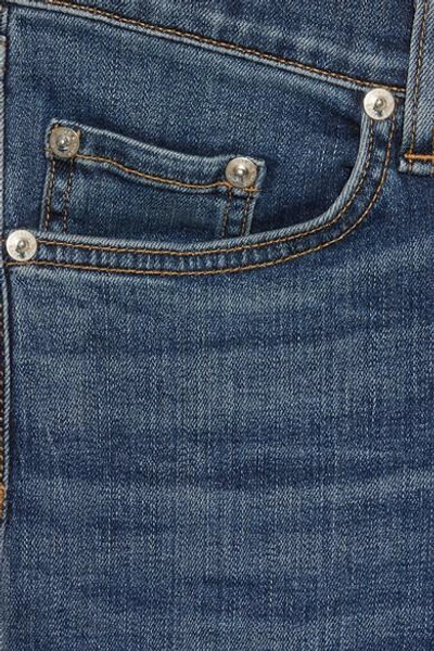 Shop Rag & Bone The Capri Distressed Mid-rise Skinny Jeans In Blue